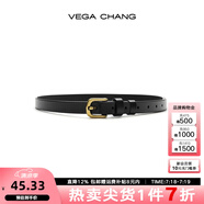 VEGA CHANG【腰帶10天內(nèi)發(fā)貨】可調(diào)節(jié)皮帶簡約百搭半裙牛仔褲腰帶裝飾* 黑色（有孔）