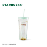寶馳星巴克玻璃杯清透吸管杯合集高顏值大容量高顏值隨手杯辦公水杯 591ml薄荷綠切面款雙層玻璃吸管杯