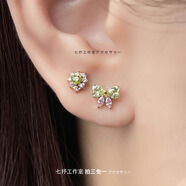 七抒耳釘鈦合金材質(zhì)防過(guò)敏超養耳蝴蝶結耳釘耳骨耳垂釘日韓系精致耳飾 愛(ài)心蝴蝶 粉+果綠 鍍金【單只】 桿粗1.2mm/桿長(cháng)6mm