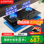 櫻花（SAKURA）燃氣灶天然氣灶煤氣灶雙灶液化氣灶具猛火爐灶臺式嵌入式兩用5.0KW大火力國家補貼20% 【天然氣】B9209大面板多種開孔尺寸