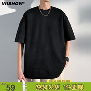 viishow短袖t恤男生ins潮牌寬松學(xué)生夏季百搭半袖打底 黑色 2XL