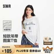 森馬（Semir）[商場(chǎng)同款]長(zhǎng)袖T恤女短吊帶寬松上衣2025夏季兩件套101325101001