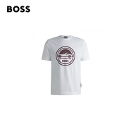 雨果博斯（HUGO BOSS）保時捷聯(lián)名棉BOSS男士2024秋季休閑絲光棉 100-珍珠白 M