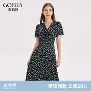 歌莉婭蝴蝶碎花裙v領(lǐng)連衣裙女夏裝顯瘦氣質(zhì)長(zhǎng)裙禮服裙子1A6H4KAKA 27D黑底印花 XXL