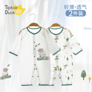 翹腳鴨（Tiptoe Duck）嬰兒衣服新生兒夏季薄款連體衣滿月寶寶百天睡衣 熊博士2件 90cm