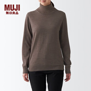 無印良品（MUJI）女式 頸部使用了棉的 可水洗高領(lǐng)毛衣 長袖打底針織衫 BAG15A2A 深咖啡色 M (160/84A)