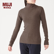 無(wú)印良品 MUJI 女式  羅紋高領(lǐng)毛衣 W9AA870 長(zhǎng)袖針織衫 深咖啡色 S