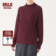 無印良品 MUJI 女式 阿蘭圖案 高領(lǐng)毛衣 長袖針織衫女款冬季W(wǎng)9AA874 深紫紅色 L (165/88A)