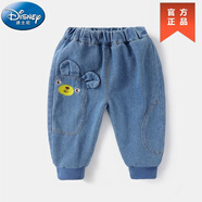 迪士尼（Disney）男童牛仔褲春秋嬰兒屁屁寶寶長褲女童小童童裝春季兒童褲子春裝 小熊牛仔褲 精品品質(zhì) 80 碼