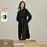 茵曼【商場同款】法式不規(guī)則收腰連衣裙2025秋季女裝新款通勤裙子 午夜黑 S