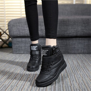 駱駝厚底韓版2025春秋新款小白鞋內增高女鞋高幫運動(dòng)休閑單鞋百搭 純黑色(高幫) 35