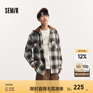 森馬（Semir）長(cháng)袖襯衫男秋季格紋情侶外套寬松連帽上衣 咖綠色調00454 165/84A/S