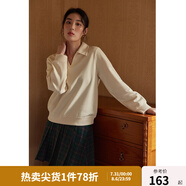獨(dú)束大碼女裝改良式復(fù)古V領(lǐng)寬松衛(wèi)衣女秋冬新款胖mm顯瘦百搭上衣 米色(DY) L