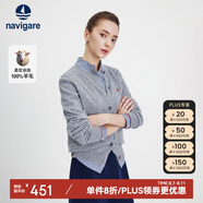 Navigare意大利小帆船女針織衫全羊毛開衫毛衣外套2334092021灰L