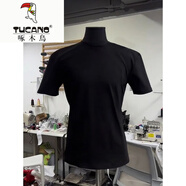 啄木鳥（TUCANO）黑色正肩袖口收緊t恤男夏季cleanfit小領(lǐng)口短袖重磅美式修身半袖 黑色 （顯肌肉修身） M (推薦100-115斤)