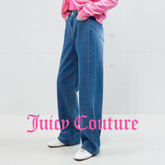 JUICY COUTURE橘滋25秋新款粉色格紋燙鉆中腰闊腿時(shí)尚潮流顯瘦牛仔褲長(zhǎng)褲女 藍(lán)色 26