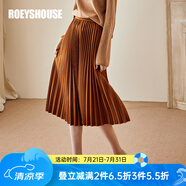 ROEYSHOUSE羅衣優(yōu)雅大擺純色半身裙秋裝氣質(zhì)淺咖色中長(zhǎng)百褶裙00775 淺咖色 S