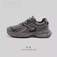 KLWP香港奢侈品牌2025新款男鞋復(fù)古老爹鞋男款春季百搭厚底休閑運(yùn)動鞋 灰色 40
