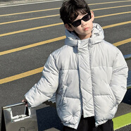 樂途 兒童兒童加厚服2025冬季新款男童韓版連帽保暖外套中小童洋氣冬裝 白色 90 cm