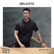 巴魯特（Brloote）絲棉短袖POLO衫男士時(shí)尚復(fù)古滿身提花T恤夏裝 黑色 185/104A