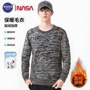 NASA GISS官方潮牌加絨毛衣男秋冬純棉百搭圓領(lǐng)休閑針織衫男 黑色加絨 2XL