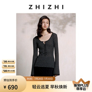 致知ZHIZHI 木蘭花 微透肌理感紗線套頭毛衣25年秋季新浪漫優(yōu)雅 黑白條紋 XS