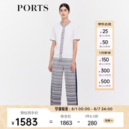 PORTS寶姿商場同款早秋新款女裝Logo系帶裝飾針織上衣LD9K712LKE017 奶白色 M