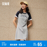 森馬連衣裙女插肩袖修身收腰夏季字母開叉短裙運動風(fēng)109324114025