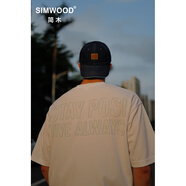 SIMWOOD/簡木男裝【超寬松版】240g雙面吸濕速干光變印花T恤男SO120163 白面白底 M (建議121-140斤)