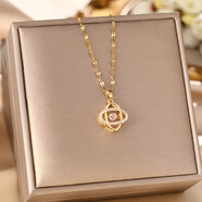 韓版直播熱賣(mài)鈦鋼項鏈女微鑲滿(mǎn)鉆靈動(dòng)跳動(dòng)的心吊墜時(shí)尚鎖骨鏈飾品 8144-金色