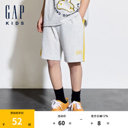 Gap【大小童同款】男童夏純棉logo針織短褲運動休閑兒童裝466674 灰色 160 cm 亞洲尺碼