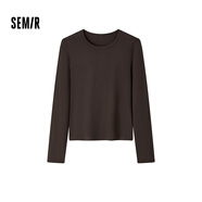 森馬（Semir）長袖T恤女吸濕發(fā)熱抗菌緊身內(nèi)搭2024圓領(lǐng)抓絨套頭衫109724101007