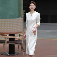 酷章（KUZHANG）輕奢精致連衣裙女2025春夏大方得體女神范氣質(zhì)高端小個(gè)子白色長(cháng)裙 白色連衣裙可鹽可甜穿搭連衣裙 S 建議80-100斤