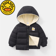 G.duck兒童羽絨棉服2023新款0-5歲男女童加絨棉襖嬰兒寶寶加厚棉衣外套 （袖子加絨款）黑色 100 【建議身高80-85厘米】