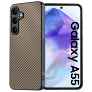 言象適用三星GalaxyA55手機殼凱夫拉碳纖維紋皮革A54手機殼防摔保護套 碳金 三星A55