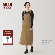 無印良品（MUJI）女式 牛仔 背帶裙 女裝裙子 牛仔裙 長(zhǎng)裙 A字裙 春秋 丹寧回潮 深米色 M (160/66A)