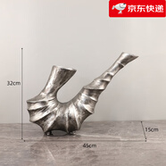 橡樹莊園【新品】現(xiàn)代簡約輕奢金屬天使人物翅膀擺件書柜書架樣板間家居裝 幾何金屬藝術擺件銀色45*15*32CM