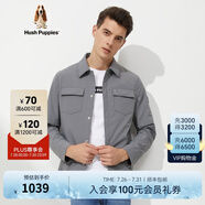 Hush Puppies暇步士男裝春季純色時(shí)尚休閑襯衫外套 078深灰1 3XL