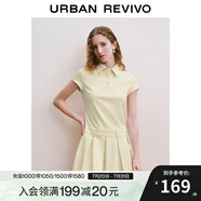 UR【寶藏裙】秋款女裝學(xué)院風(fēng)百褶廓形短袖連衣裙UYY740010 米白 XL