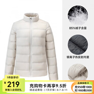 駱駝羽絨服男輕薄保暖防寒修身休閑輕薄短款運動羽絨外套女 J1W1PN139B，橡木灰 ，女 M