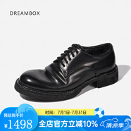 dreambox鈞博vibram高端馬臀皮休閑皮鞋手工固特異皮底男士德比鞋 黑色啞面 40