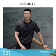 巴魯特（Brloote）絲棉短袖POLO衫男士時(shí)尚復(fù)古滿身提花T恤夏裝 黑色 185/104A