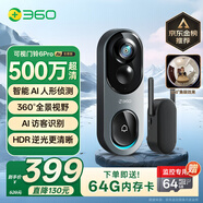 360可視門鈴6Pro家用500萬清畫質(zhì)智能電子貓眼360度全景監(jiān)控家用監(jiān)控智能門鈴電子貓眼攝像 【80%客戶選擇】64G內(nèi)存卡套餐 360可視門鈴 升級500W像素