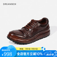 dreambox鈞博老爹鞋vibram防滑耐磨厚底增高男士高檔馬皮休閑皮鞋 咖色 39