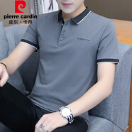 皮爾卡丹（pierre cardin）高檔品牌短袖T恤男夏季男士POLO新款中青年時(shí)尚休閑翻領(lǐng)舒適上衣 T125深灰色 M 【建議90-110斤】