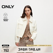 ONLY秋冬100%綿羊毛純色短款毛領(lǐng)毛呢大衣女|12434T004 A43 奶油白色 M (165) 84A