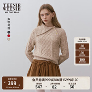 Teenie Weenie小熊女裝時(shí)尚簡(jiǎn)約毛衣冬季不對(duì)稱翻領(lǐng)金扣斜開襟上衣 卡其色 XS 155