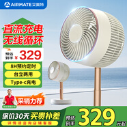 艾美特（AIRMATE） 潘多拉循環(huán)扇無線折疊充電家用電風扇遙控定時落地扇大風量辦公便攜風扇免安裝風扇 白色CA18-RD49