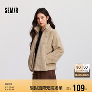 森馬（Semir）外套女插肩袖珊瑚絨仿羊羔毛2024冬季立領(lǐng)寬松夾克109724108003