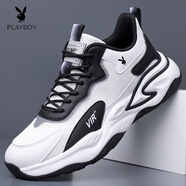 花花公子（PLAYBOY）男鞋2025運動(dòng)鞋網(wǎng)面透氣皮面防水休閑軟底輕便防滑跑步鞋 966白色網(wǎng)面 網(wǎng)面款 39